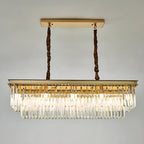 Modern Rectangle Adjustable Crystal Island Pendant Light for Kitchen