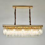 Modern Rectangle Adjustable Crystal Island Pendant Light for Kitchen