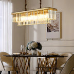 Modern Rectangle Adjustable Crystal Island Pendant Light for Kitchen