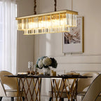 Modern Rectangle Adjustable Crystal Island Pendant Light for Kitchen