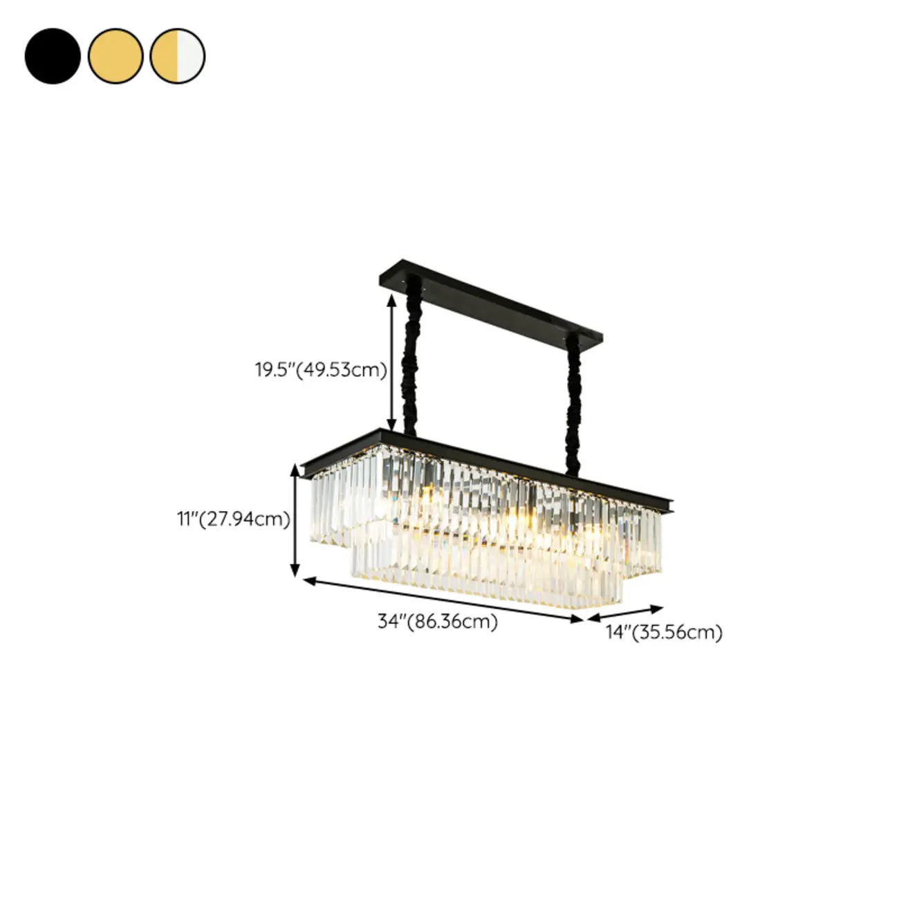 Modern Rectangle Adjustable Crystal Island Pendant Light for Kitchen