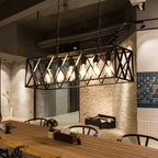 Industrial Rectangle Metal Adjustable Island Pendant Light for Kitchen