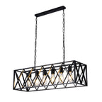Industrial Rectangle Metal Adjustable Island Pendant Light for Kitchen