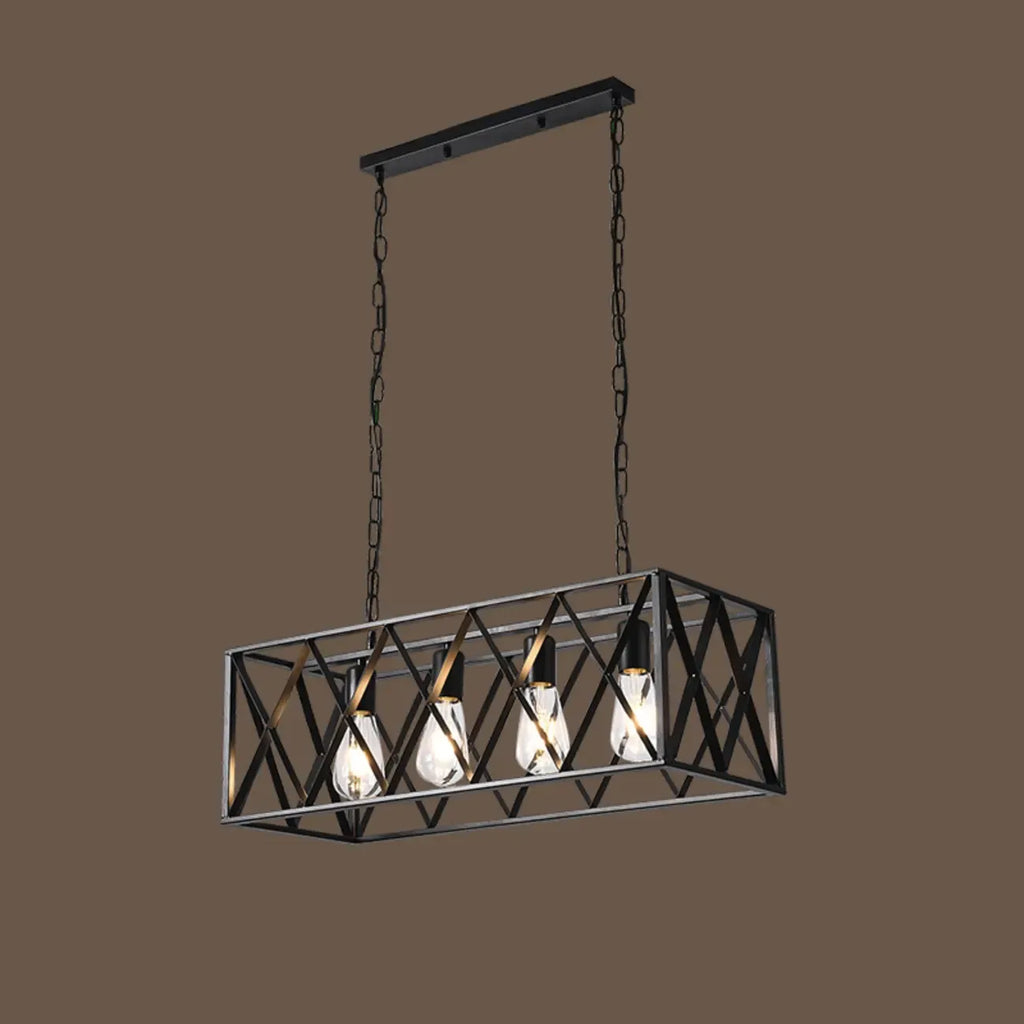 Industrial Rectangle Metal Adjustable Island Pendant Light for Kitchen