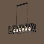 Industrial Rectangle Metal Adjustable Island Pendant Light for Kitchen