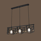 Industrial Rectangle Metal Adjustable Island Pendant Light for Kitchen