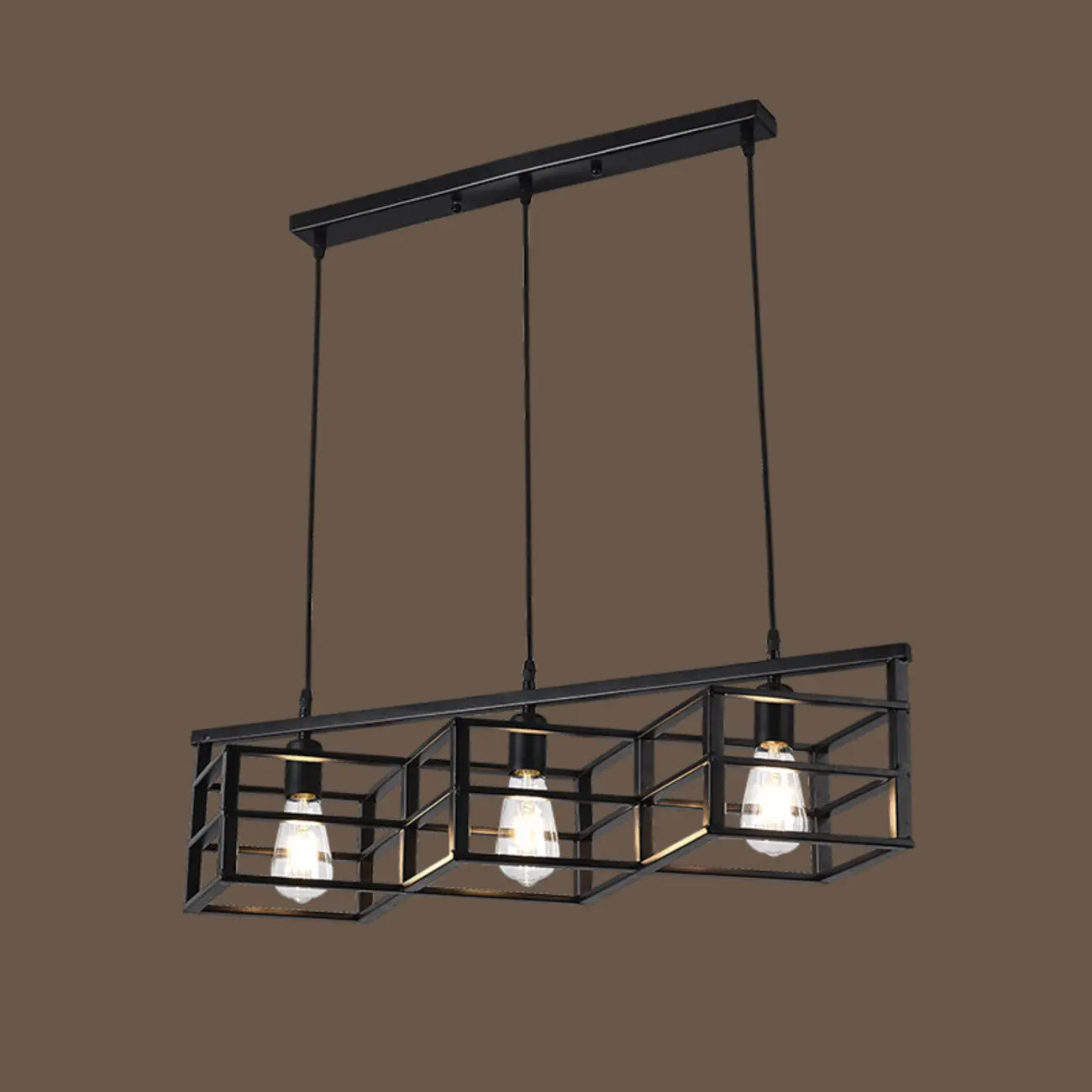 Industrial Rectangle Metal Adjustable Island Pendant Light for Kitchen