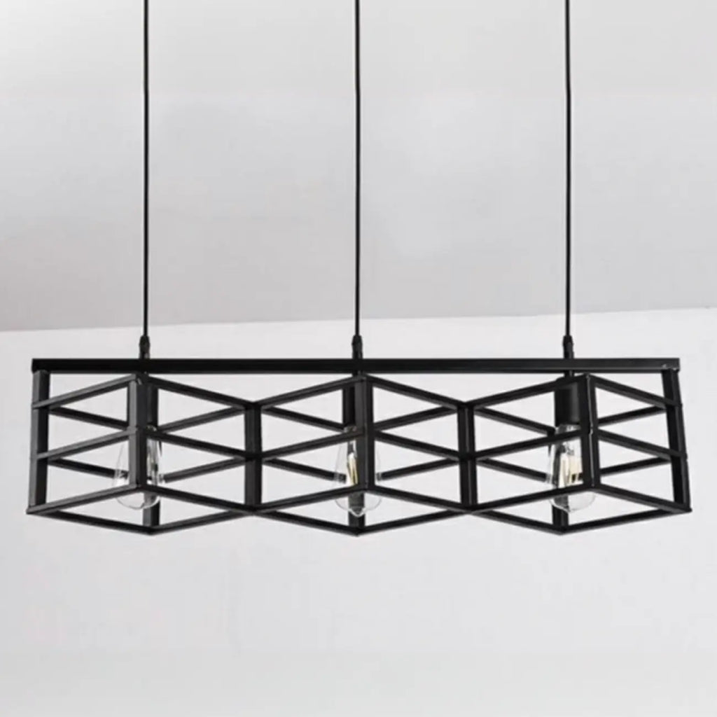 Industrial Rectangle Metal Adjustable Island Pendant Light for Kitchen