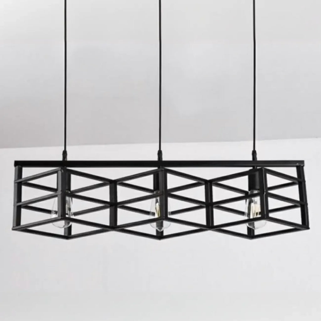 Industrial Rectangle Metal Adjustable Island Pendant Light for Kitchen