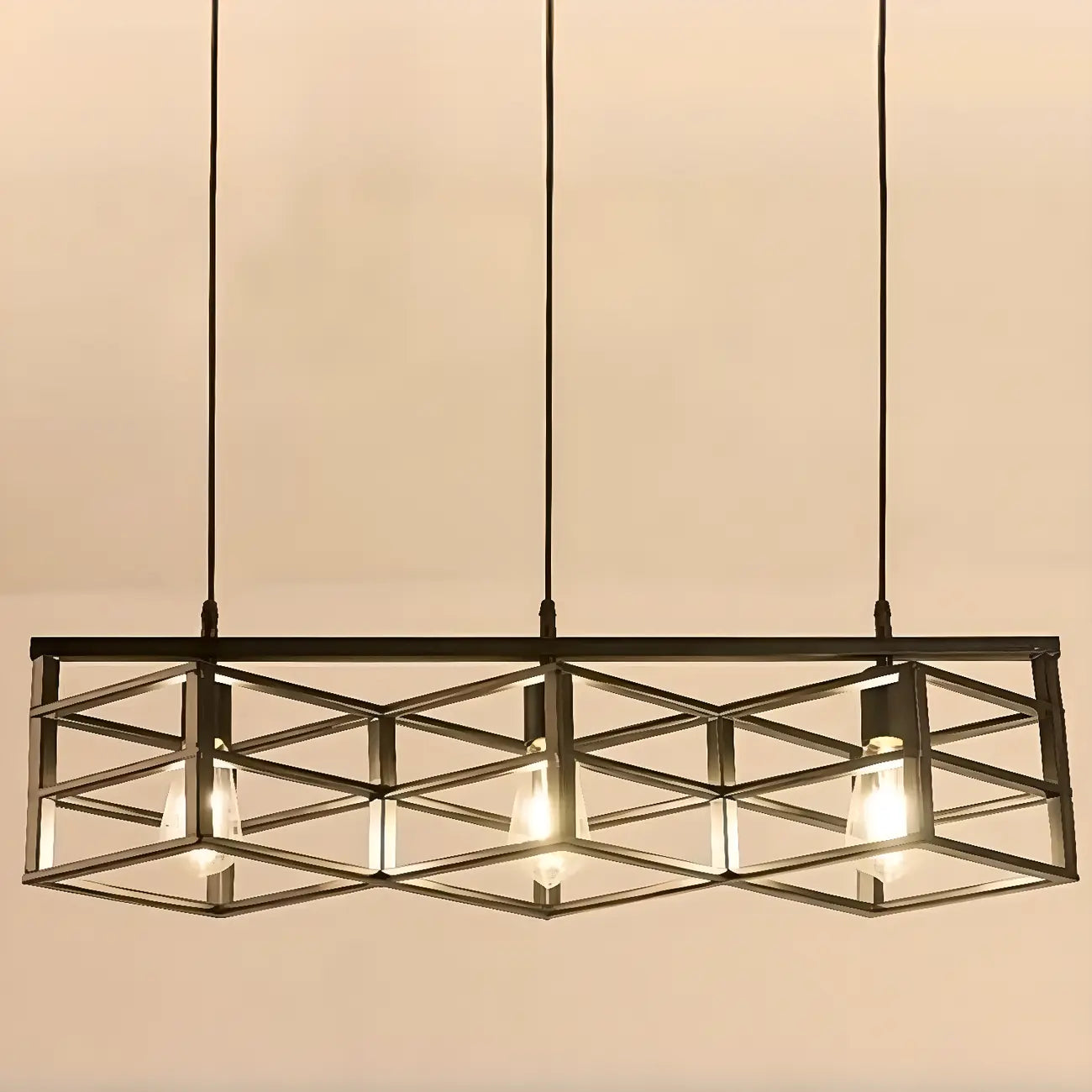 Industrial Rectangle Metal Adjustable Island Pendant Light for Kitchen