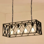 Industrial Rectangle Metal Adjustable Island Pendant Light for Kitchen