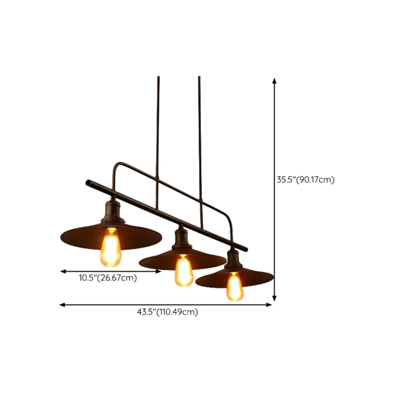 Industrial Rectangle Metal Adjustable Island Pendant Light for Kitchen