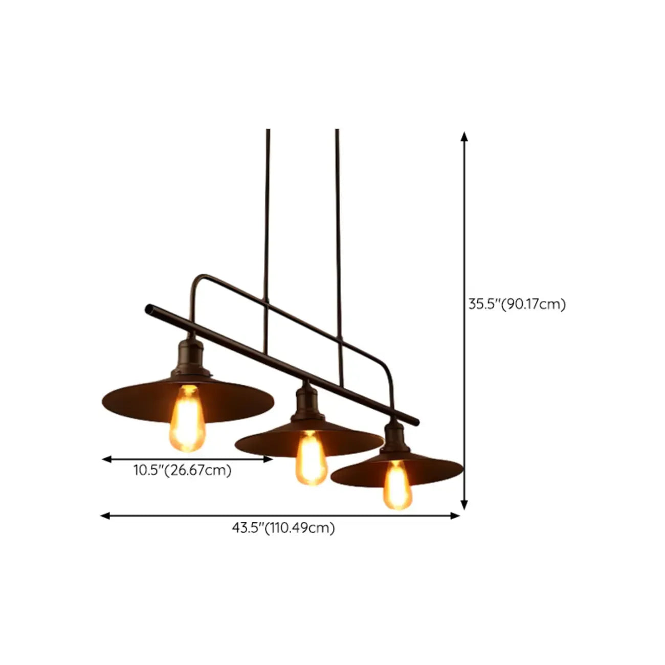 Industrial Rectangle Metal Adjustable Island Pendant Light for Kitchen