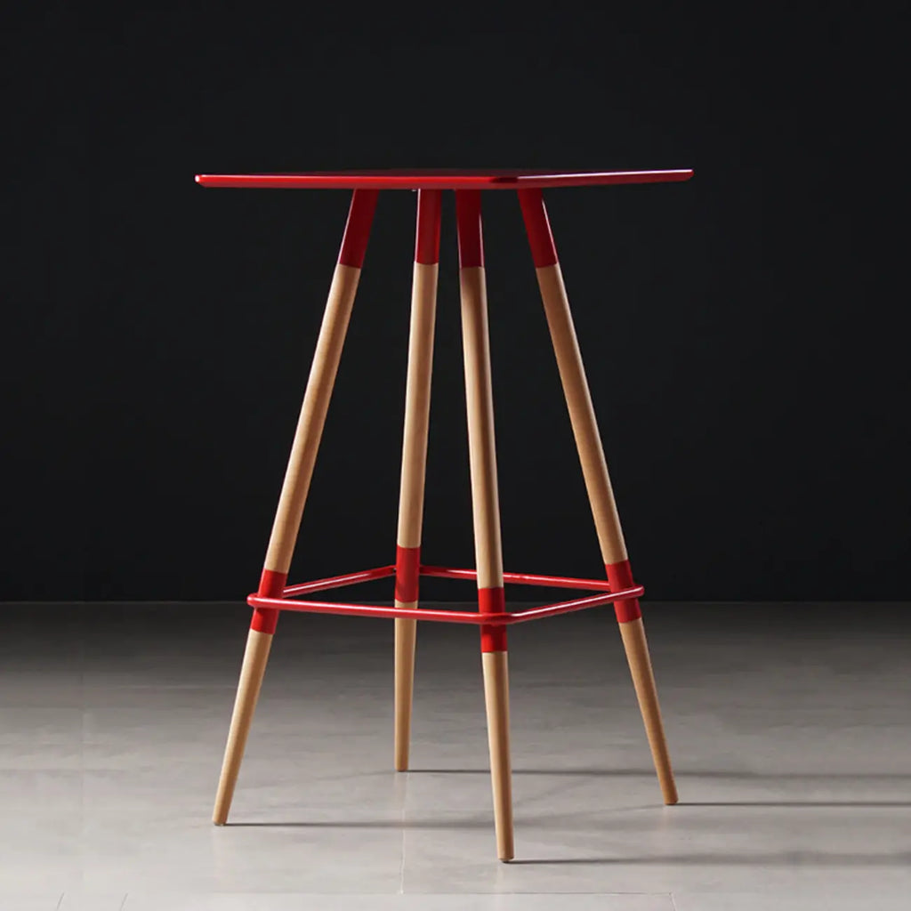Modern Red Wooden Square Pub Tables