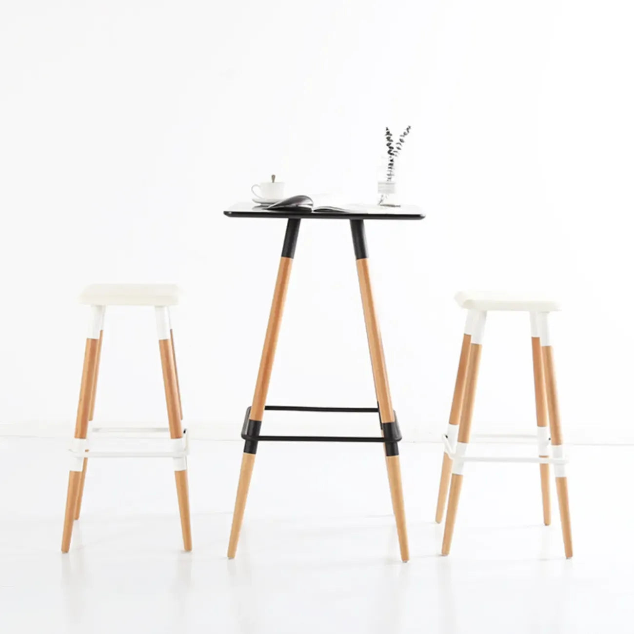 Modern Red Wooden Square Pub Tables