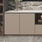 94 Dark Gray Stone Long Cabinet TV Stand with LED Lights