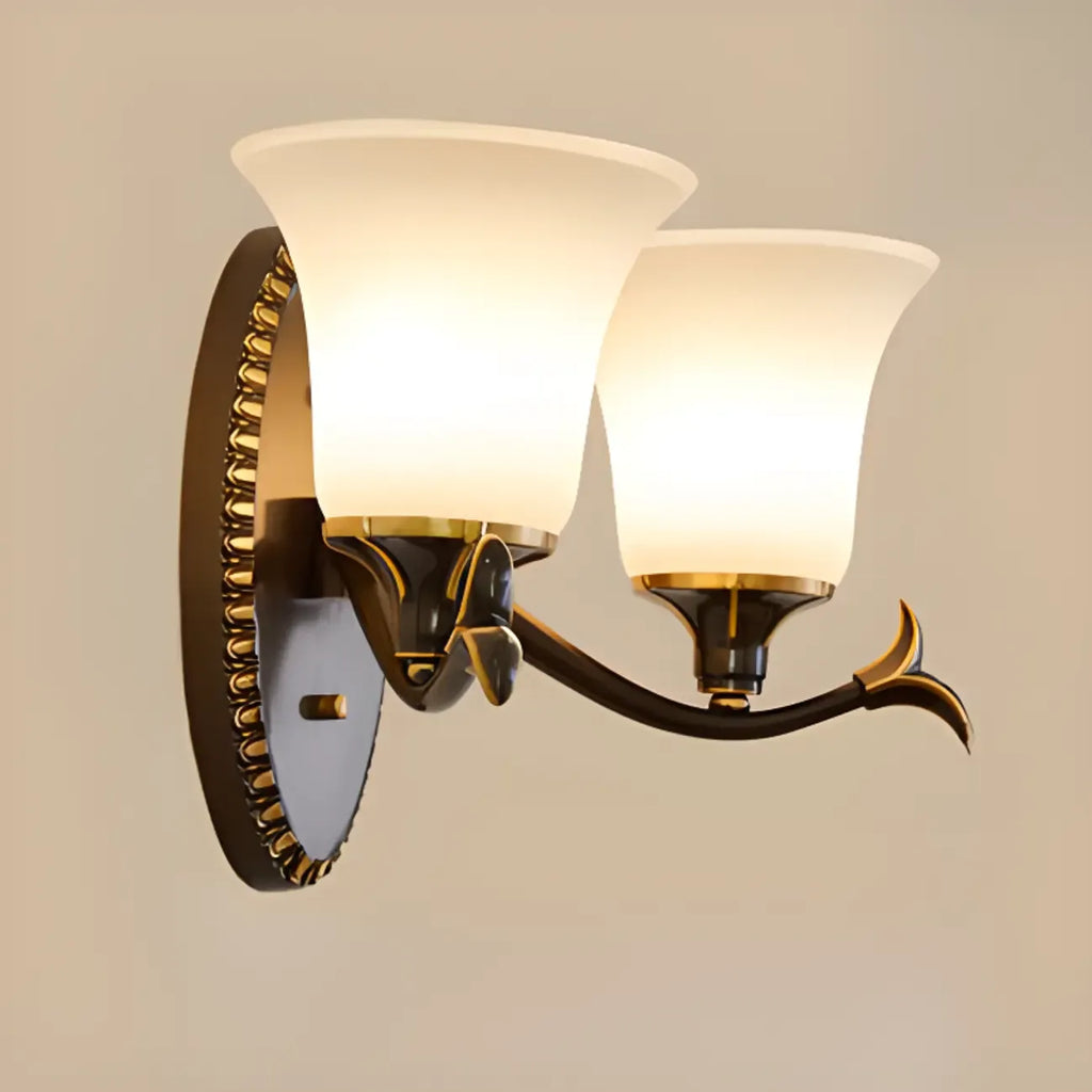 10 to 14 Inch  Brass Wall Sconce with Glass Shade for Bedroom
