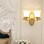 10 to 14 Inch  Brass Wall Sconce with Glass Shade for Bedroom