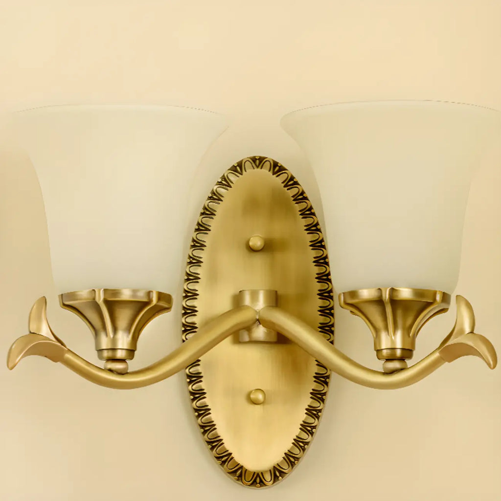 10 to 14 Inch  Brass Wall Sconce with Glass Shade for Bedroom