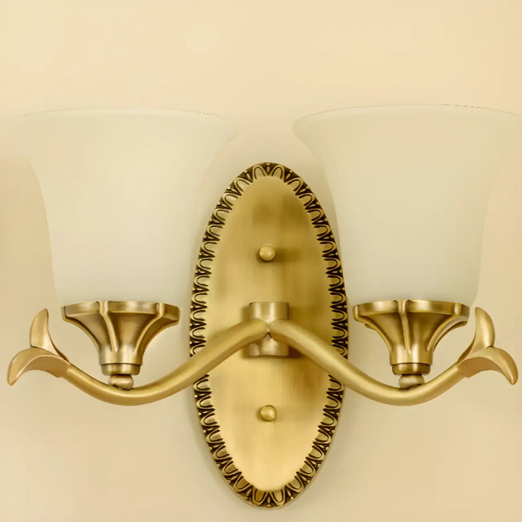 10 to 14 Inch  Brass Wall Sconce with Glass Shade for Bedroom