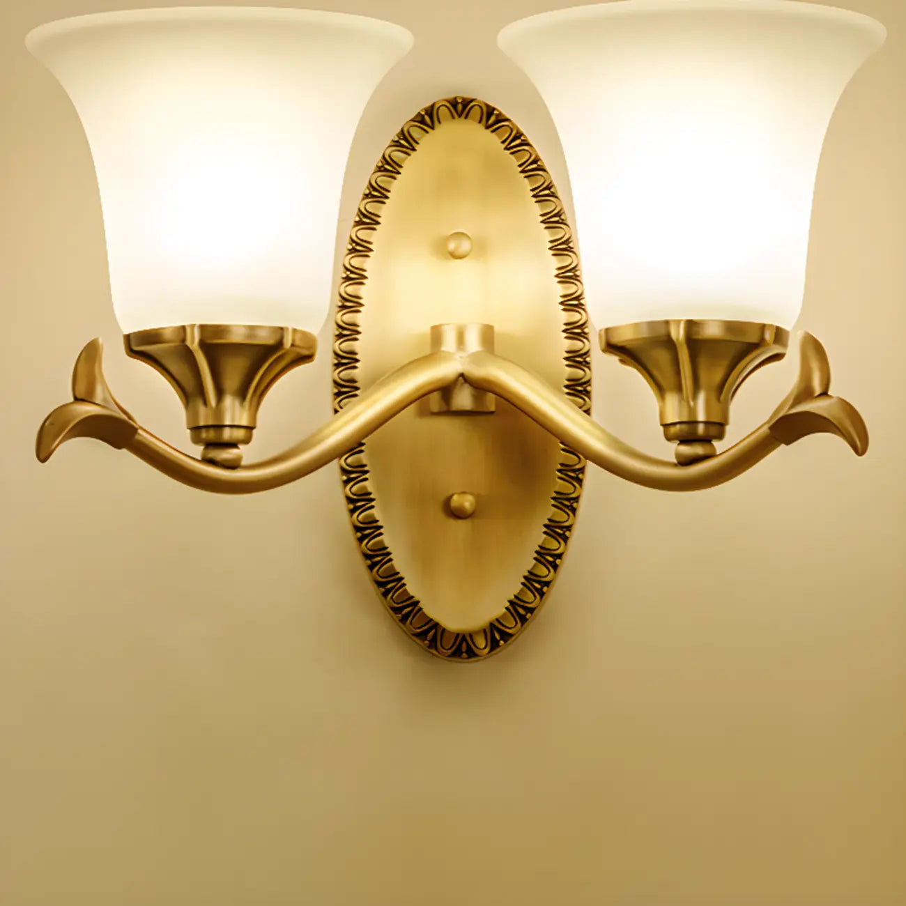 10 to 14 Inch  Brass Wall Sconce with Glass Shade for Bedroom