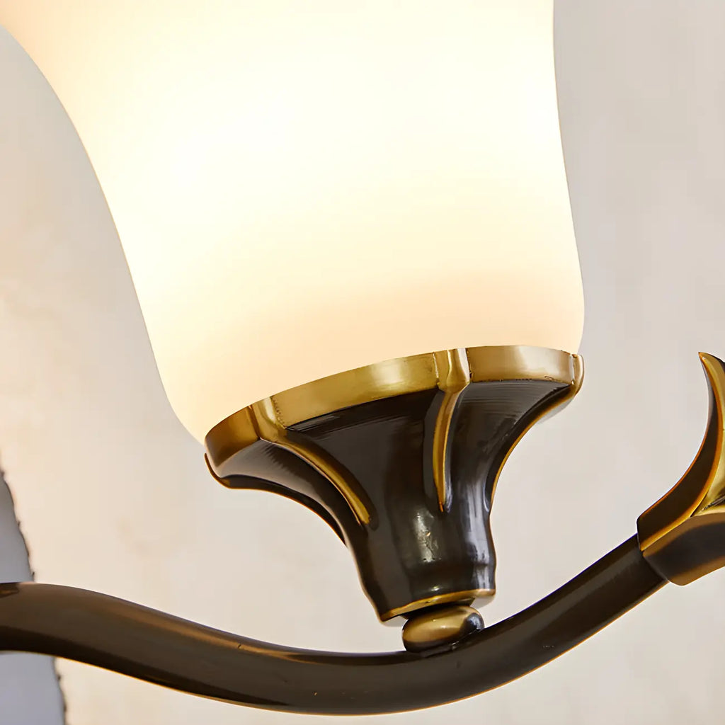10 to 14 Inch  Brass Wall Sconce with Glass Shade for Bedroom