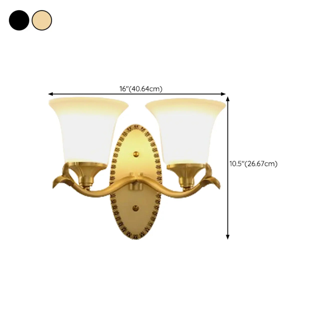 10 to 14 Inch  Brass Wall Sconce with Glass Shade for Bedroom