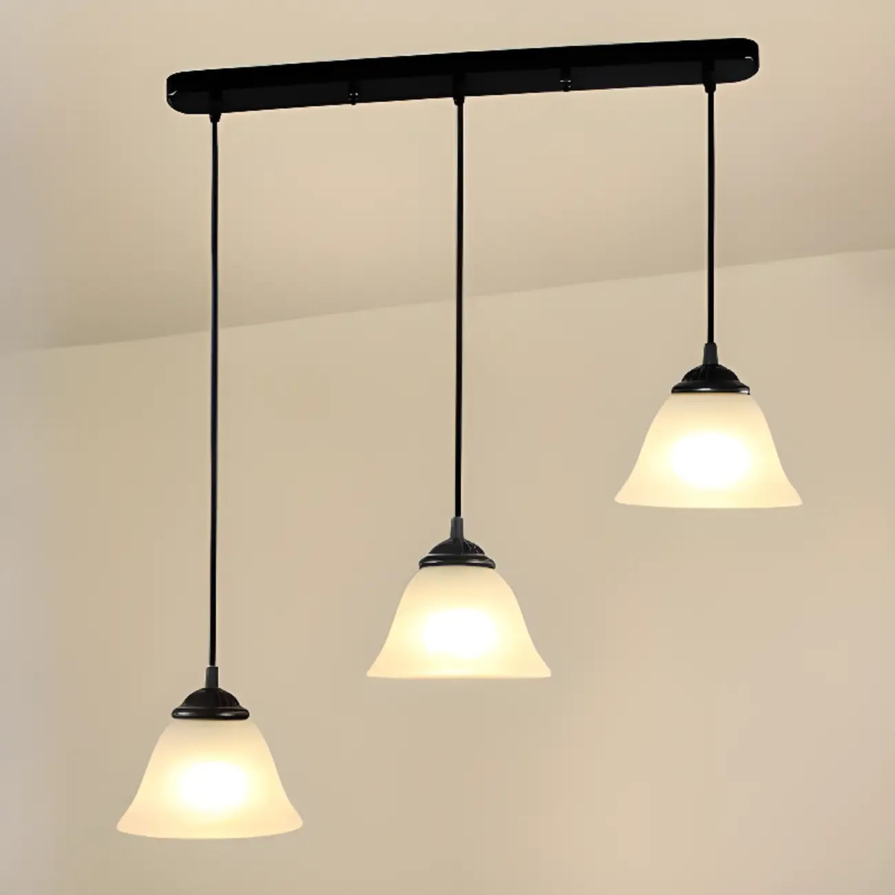 Modern Frosted Glass Adjustable Island Pendant Light for Kitchen