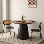 Scandinavian Pedestal Wood Brown Round Dining Table