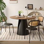 Scandinavian Pedestal Wood Brown Round Dining Table
