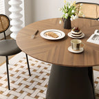 Scandinavian Pedestal Wood Brown Round Dining Table