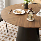 Scandinavian Pedestal Wood Brown Round Dining Table