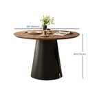 Scandinavian Pedestal Wood Brown Round Dining Table