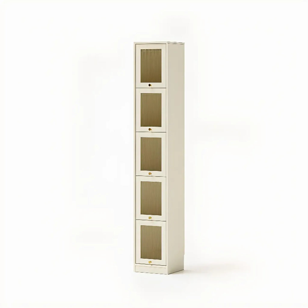 Cherry Wood Vertical Bookcase with Glass Doors