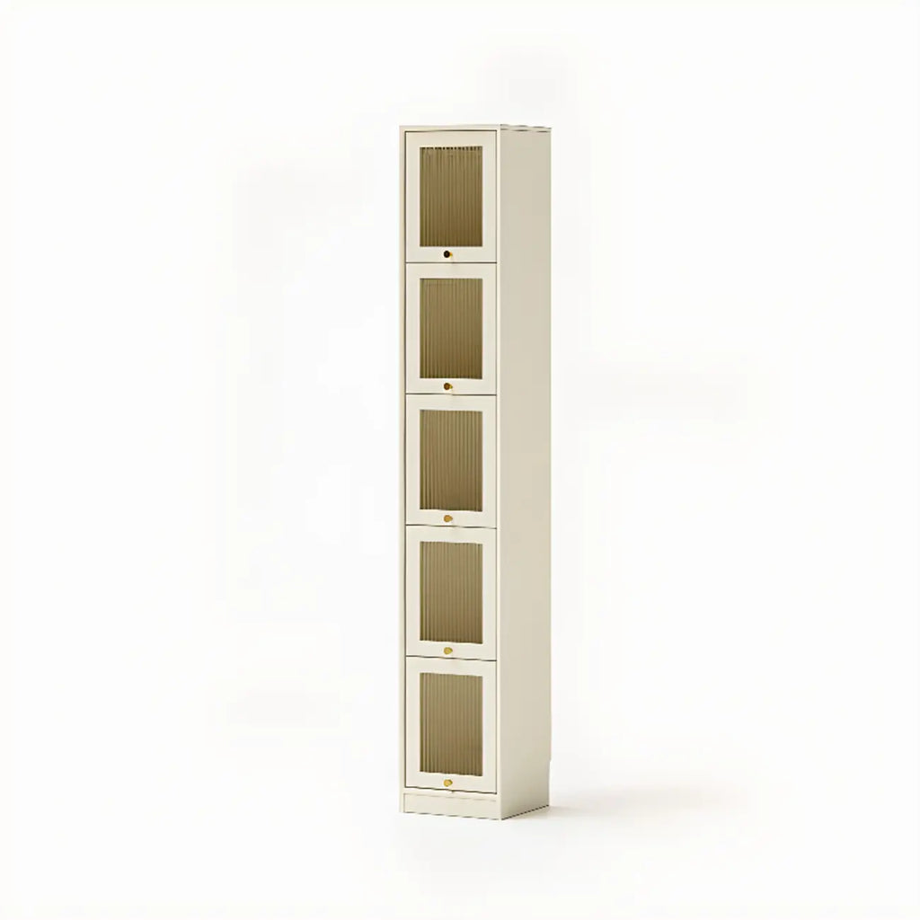 Cherry Wood Vertical Bookcase with Glass Doors