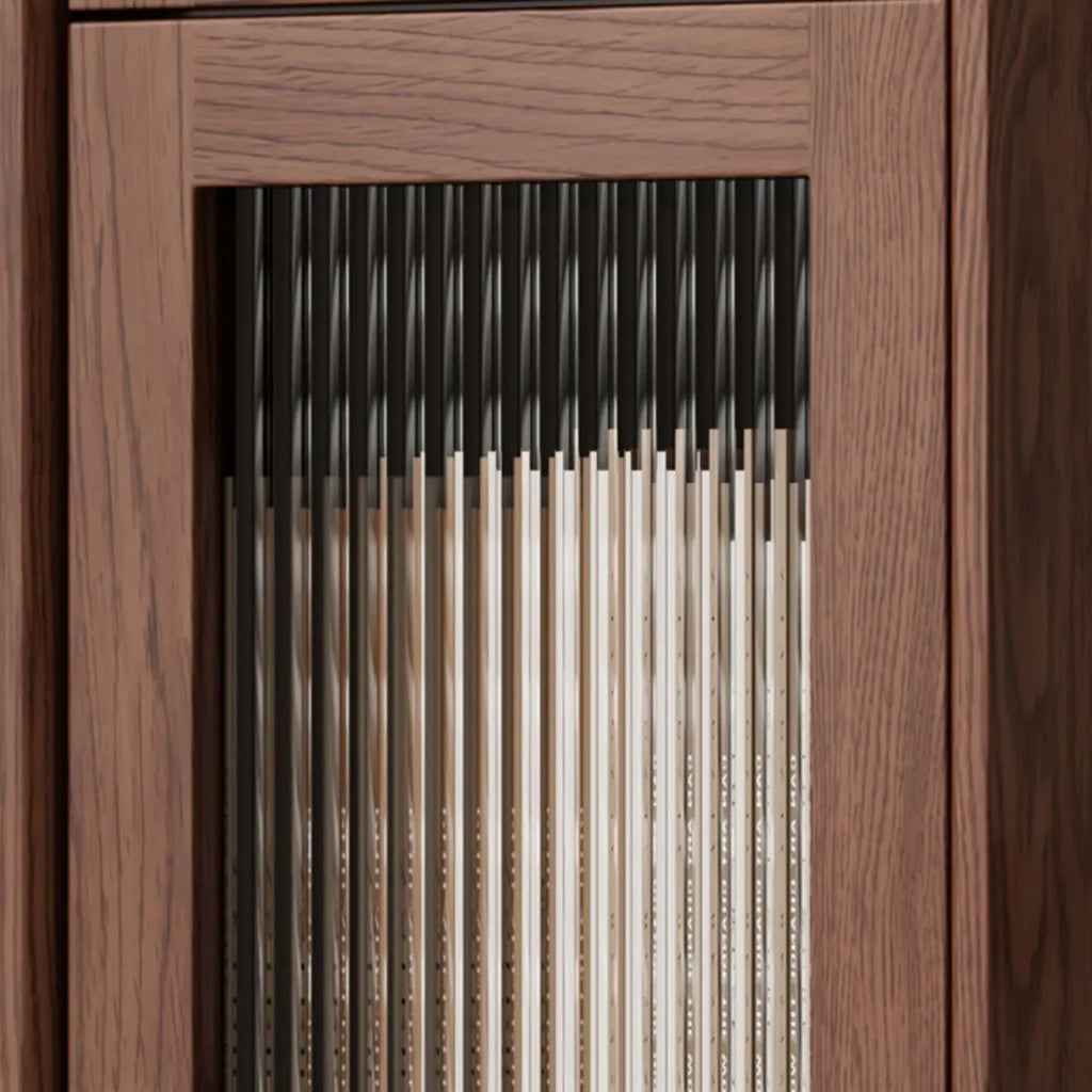 Cherry Wood Vertical Bookcase with Glass Doors