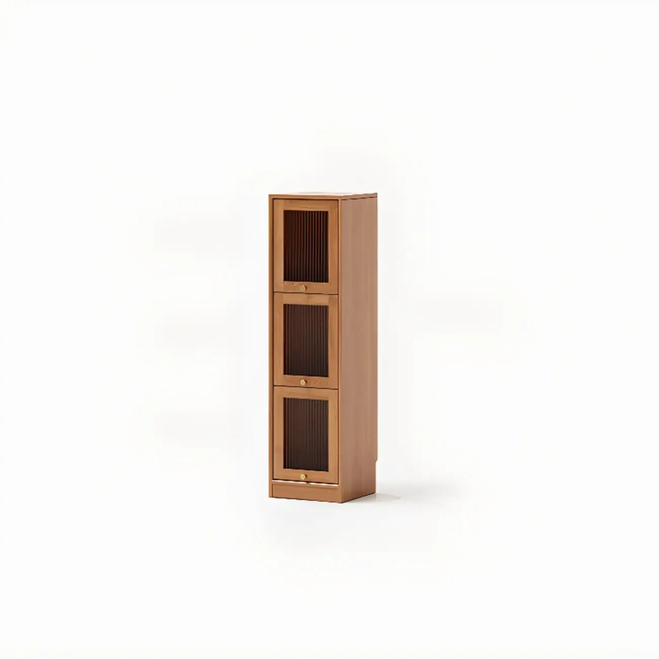 Cherry Wood Vertical Bookcase with Glass Doors