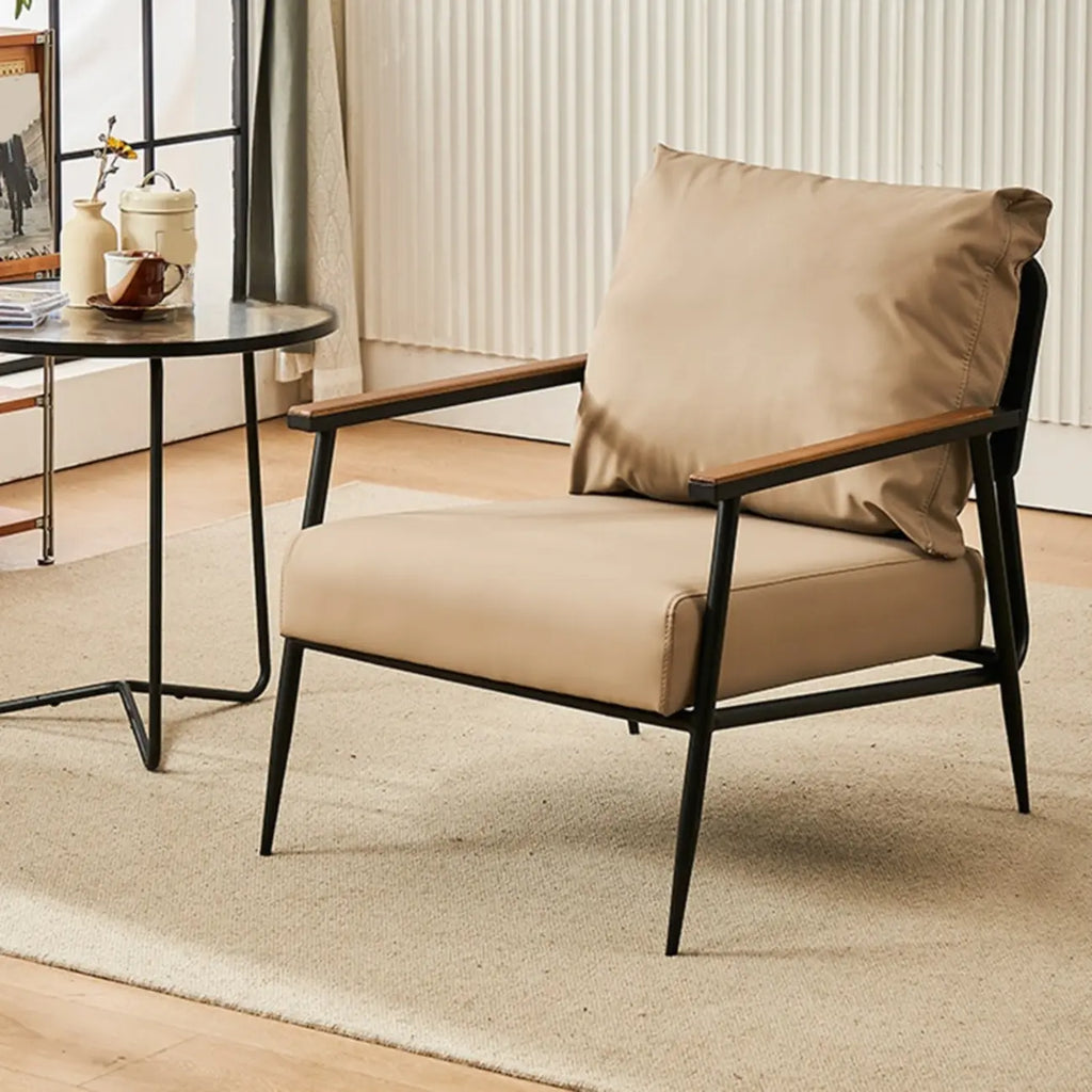 Durable Leather Accent Chair with Pillow