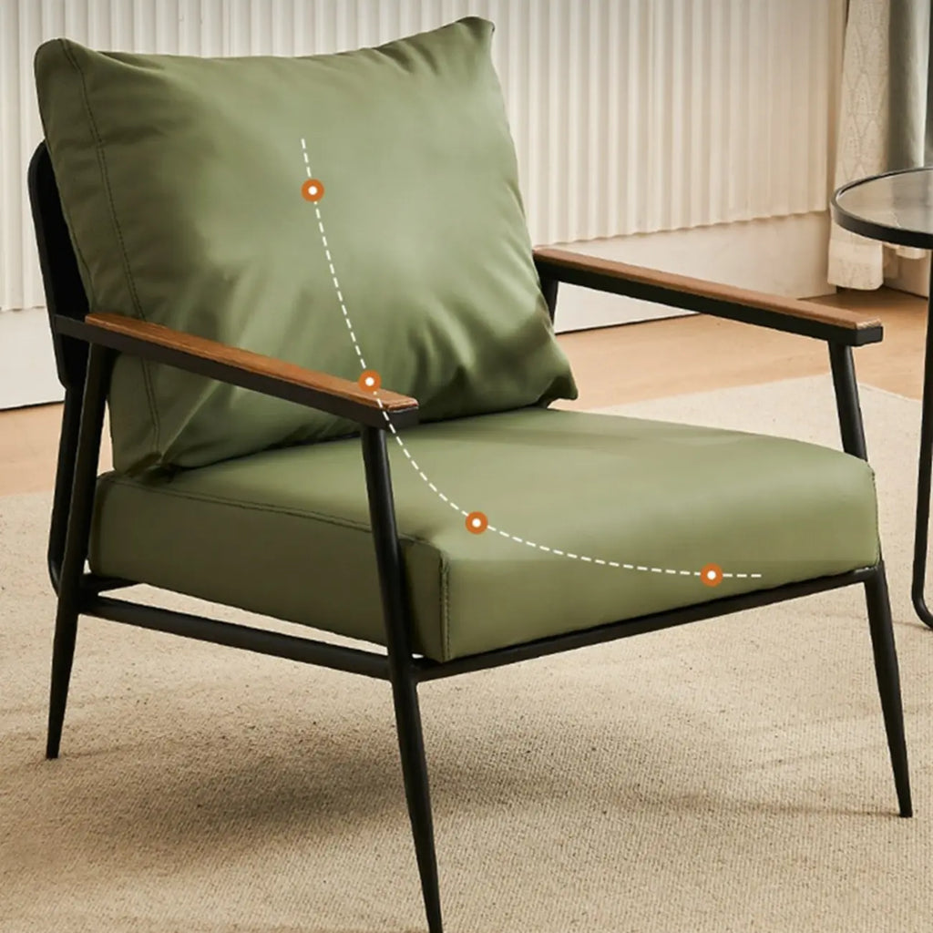 Durable Leather Accent Chair with Pillow