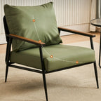 Durable Leather Accent Chair with Pillow