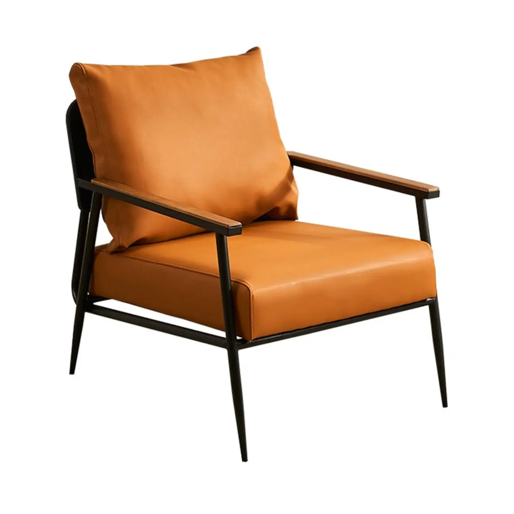 Durable Leather Accent Chair with Pillow