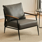 Durable Leather Accent Chair with Pillow