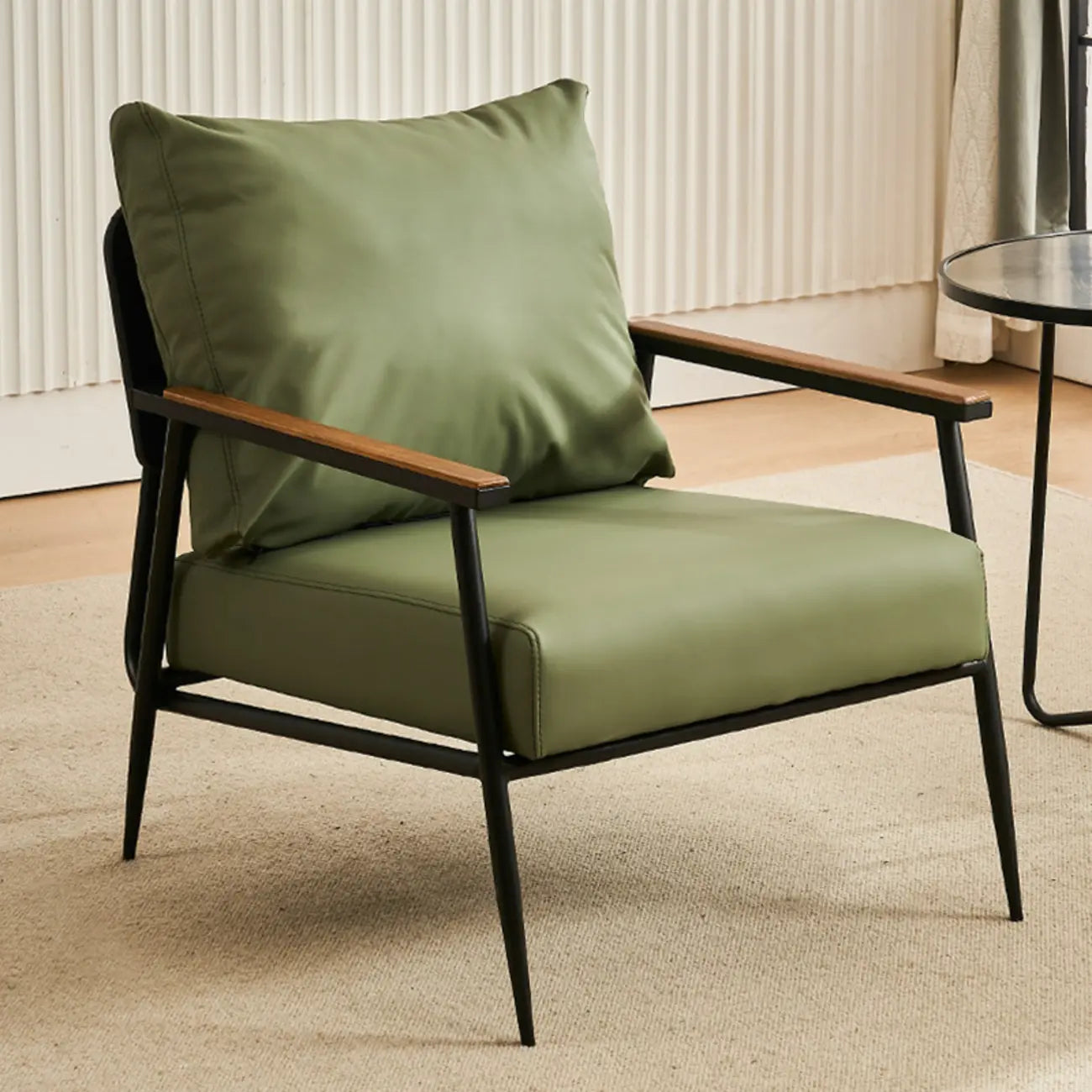 Durable Leather Accent Chair with Pillow