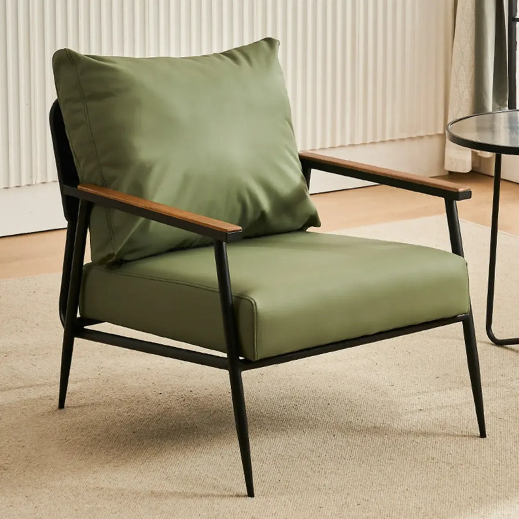 Durable Leather Accent Chair with Pillow