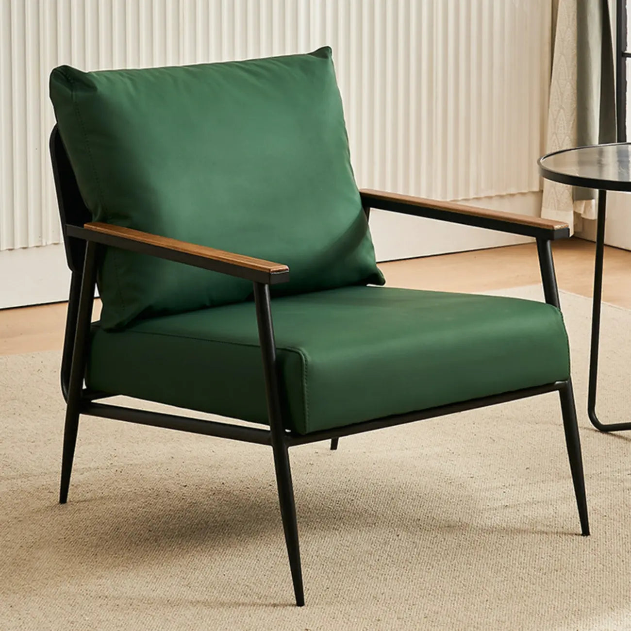 Durable Leather Accent Chair with Pillow