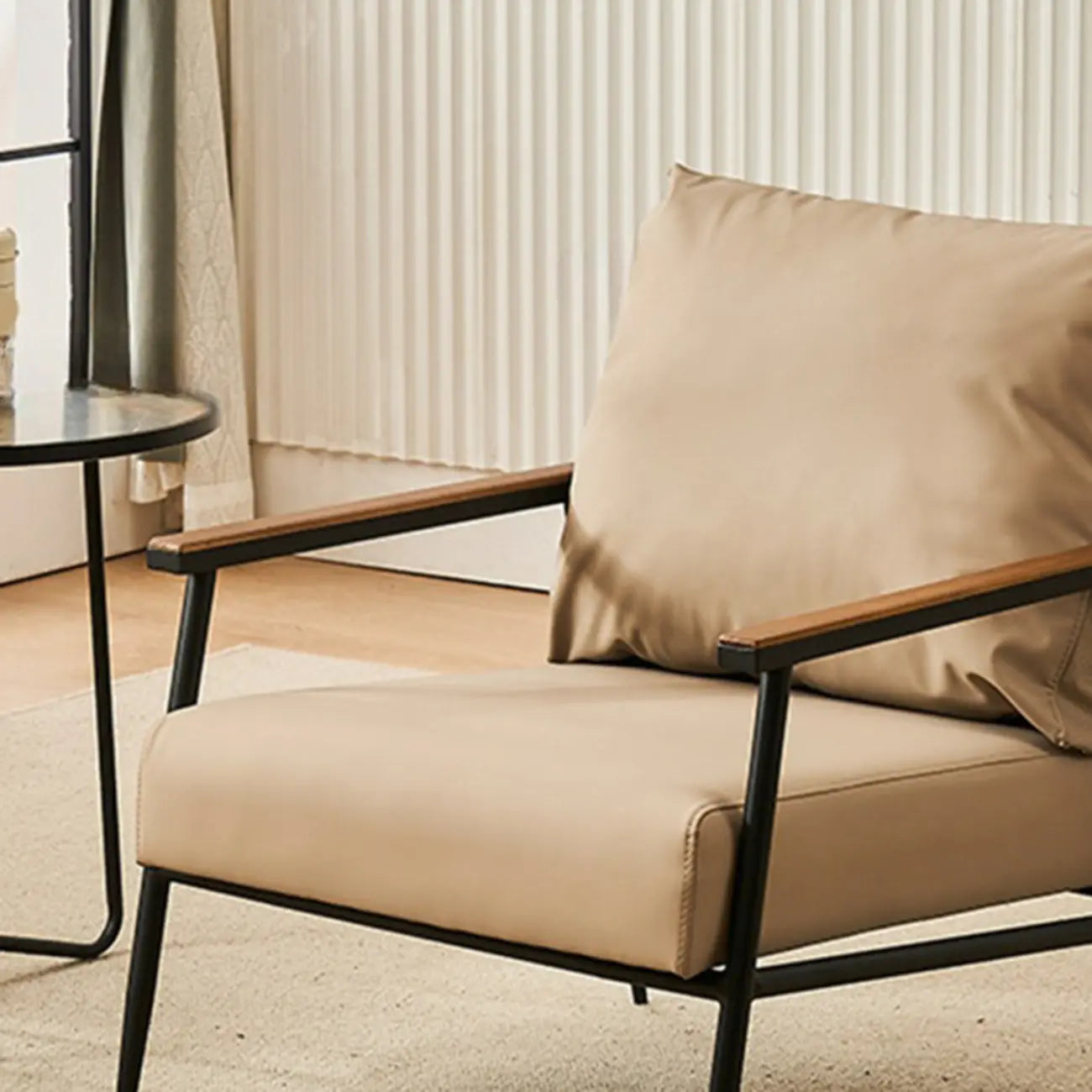 Durable Leather Accent Chair with Pillow