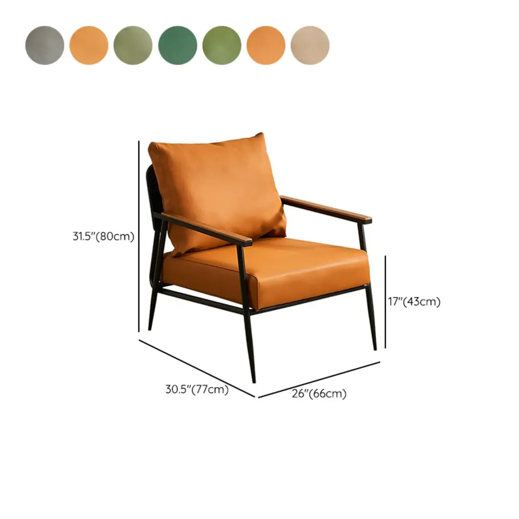 Durable Leather Accent Chair with Pillow