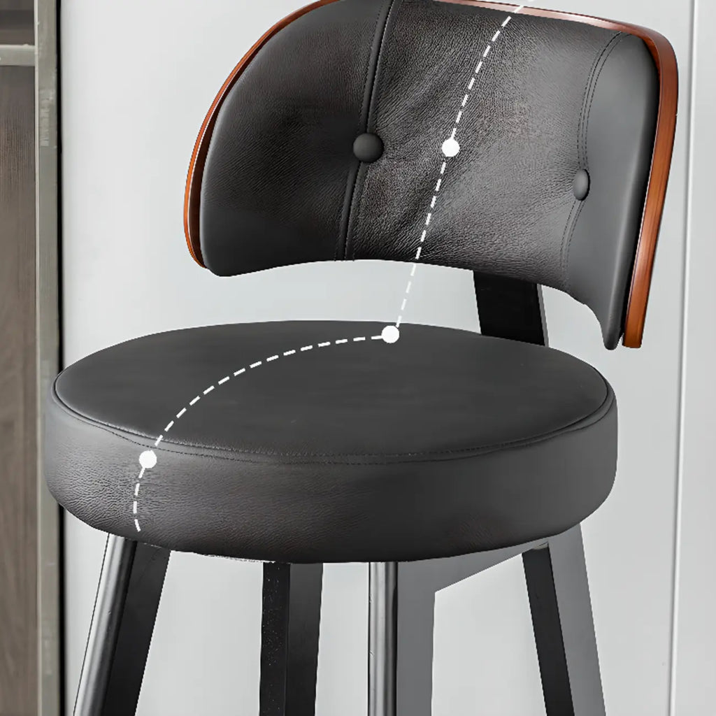 Modern Wood Upholstered Bar Stools with Back