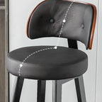 Modern Wood Upholstered Bar Stools with Back
