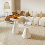 Modern Wood Coffee Table White Marble Base